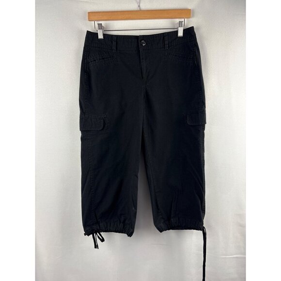 Dockers Womens Mid Rise Curvy Cargo Capris Size 6 Black - Picture 1 of 5
